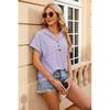 2026 Spring/Summer New Solid Color Buttoned Hooded Loose Short-Sleeve T-Shirt for Women