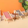 Multicolors Foldable Beach Chair Model Wooden Outdoor Casual Reclining Chair  For 10cm Cotton Doll