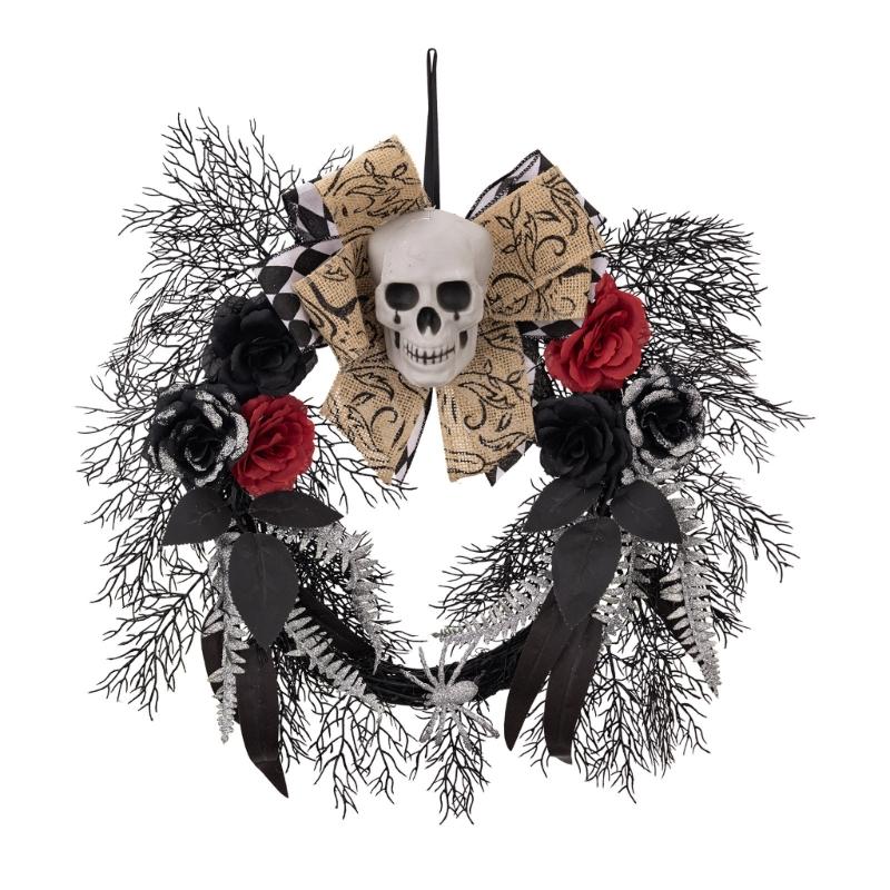 Skull Wreath for Halloween Festivities Scary Rose Skeleton Garlands Accessories Party Indoor Outdoor Party Decorations 1
