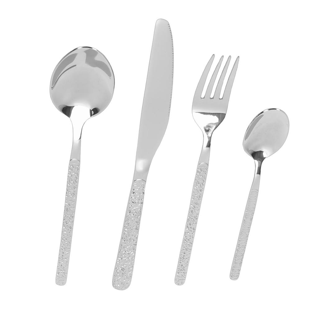 24PCS Hammered Silverware Set Stainless Steel Flatware Utensils Kitchen Cutlery Set Includes Fork Spoon Cutter for Home Wedding