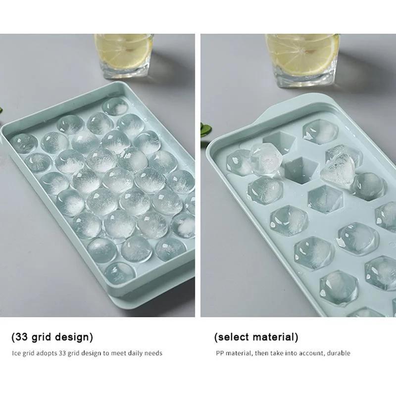 2Pcs Round Ice Cube Tray with Lid Plastic Spherical Style Ice Mold DIY Mould Ice Ball Maker Kitchen Tools