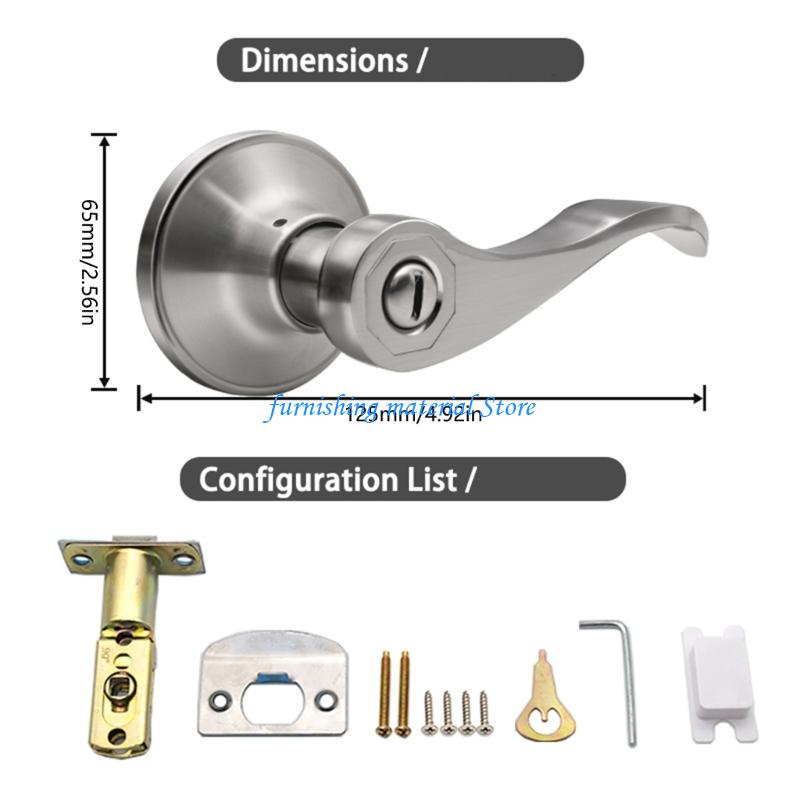 Y5GD Metal Door Lever Lock Set Reversible Handles Strong Metal Construction Tune Privacy Mechanism for Household