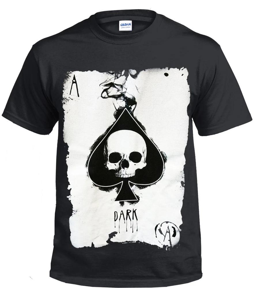 ACE OF SPADES FRONT PRINTED COTTON T SHIRT SKULL Plus Card Plus Size Top 3XL