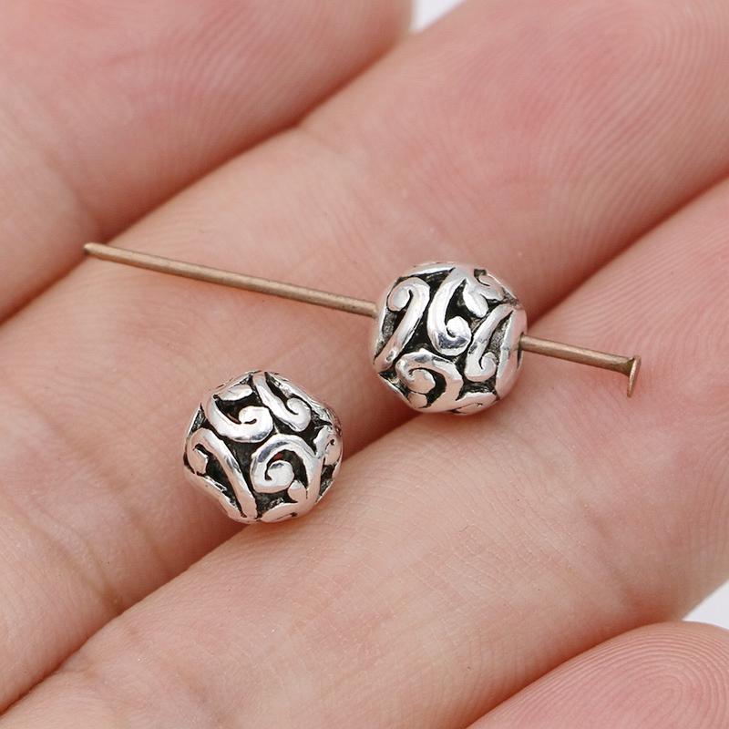10Pcs Antique Silver Plated Hollow Butterfly Loose Spacer Beads For Jewelry Making Bracelet Accessories 8Mm