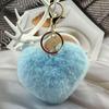 Breloc Inimă Pufoasă Breloc cu Pandantiv Blană Artificială de Iepure Pandantiv pentru Geantă Decorare Chei Mașină Accesoriu Etichetă Bagaj