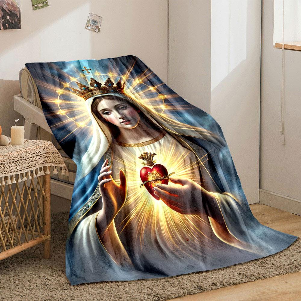 Sacred Heart Virgin Mary Blanket  Printed Blanket for Living Room Bed Couch lunch break Soft Cozy Blanket for Friend's festival Gift