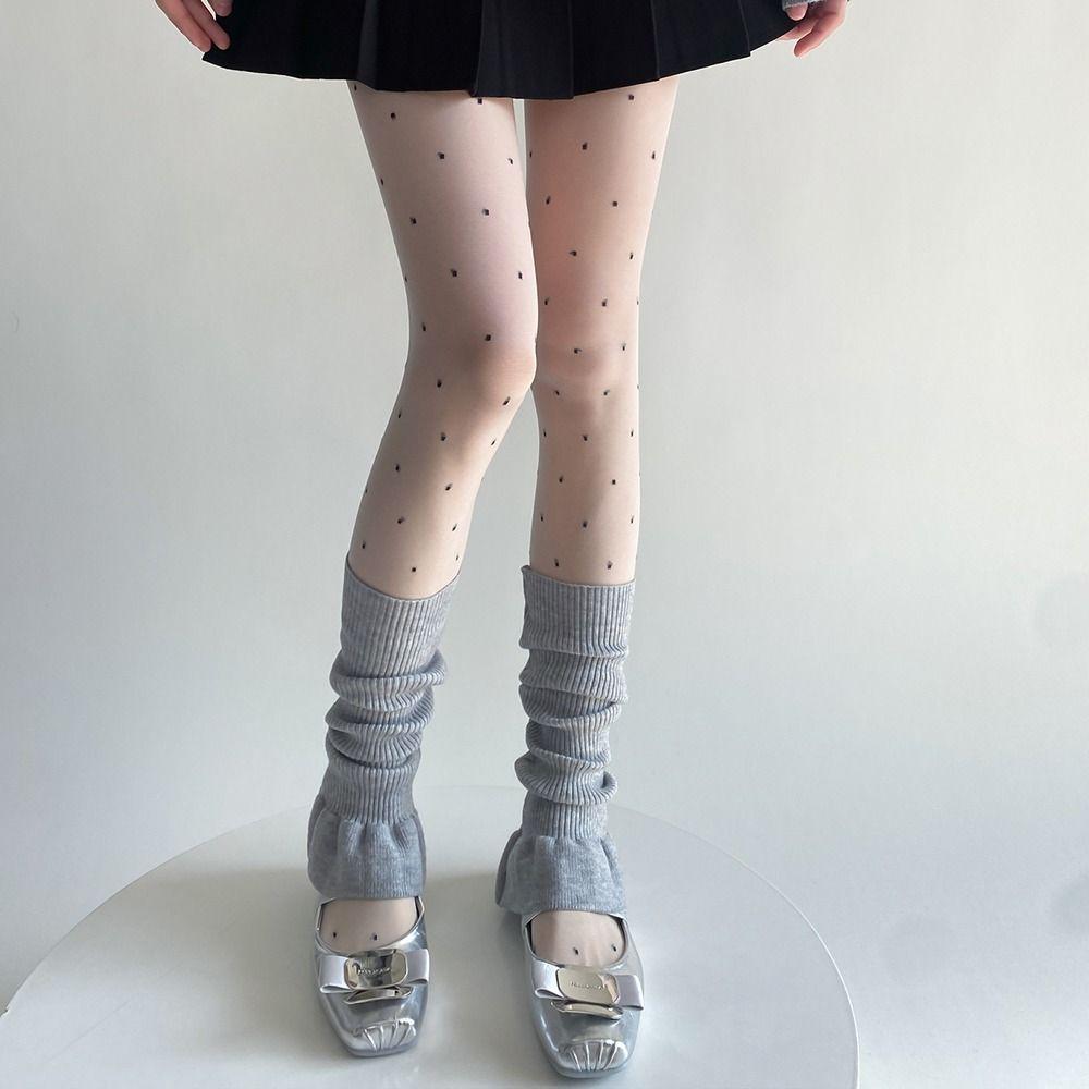 Ballet Style Knitted Foot Cover Y2K Women Leg Warmers Solid Color Lolita Boots Cover Autumn/Winter