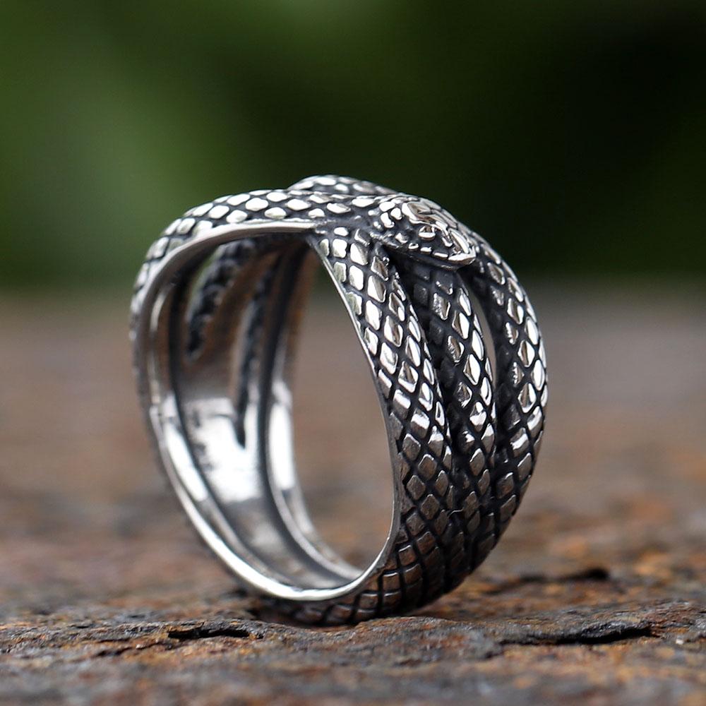 New Good Detail Men's Punk Rock FASHION Ring With 3D Snake Gothic Style 316L Stainless Steel Biker Anel Movie jewellery