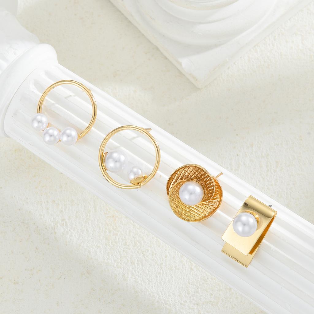8 Pcs Fashion Geometric Metal Stud Earrings Set for Women French Style Minimalist Gold Color Geometric Earring Elegant Jewelry
