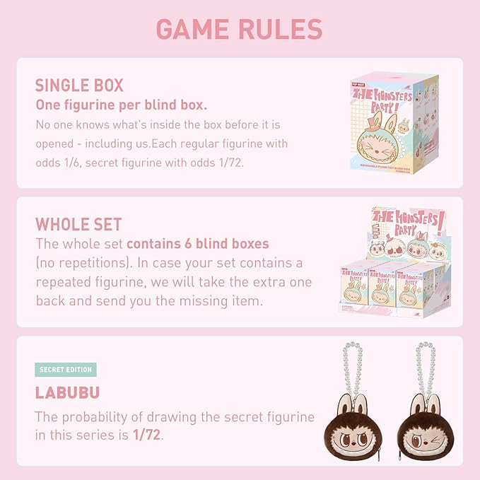 POP MART The Monsters Party Series-Reversible Plush Blind Box, The Monsters Blind Box Figures,Holiday Birthday Gifts, Single Box