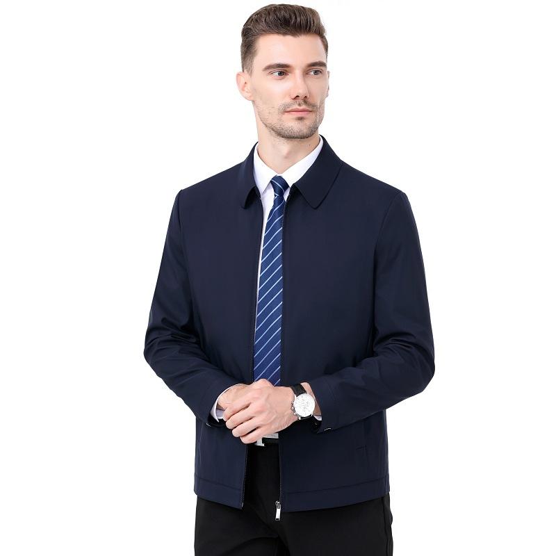 Middle-aged Men's Spring and Autumn Lapel Jackets, Middle-aged and Elderly Daddy Mulberry Silk Jackets, Men's Business Casual Thin Tops