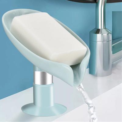 Lot de 2 porte-savon à ventouse pour salle de bain, douche, porte-savon portable en forme de feuille, plateau éponge en plastique pour cuisine, accessoires de salle de bain
