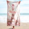 1PC Custom Name Pink Paris Romance Beach Towel Highly Absorbent And Sand-Resistant Towel for Swimming, Pool, Yoga, And Travel Lightweight