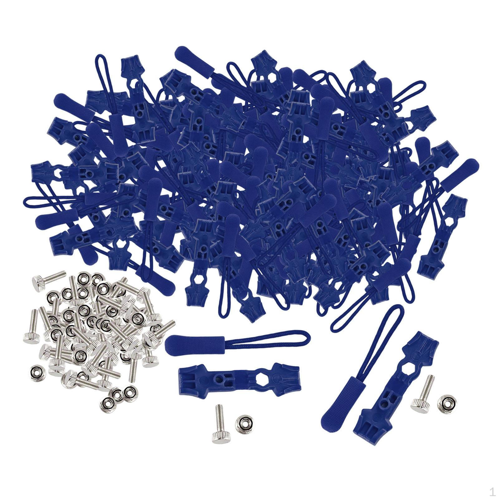 

200 Pieces Jacket Zippers Zipper Repair Kit Backpack Replacement Pulls Zip Heads Reusable темно-синього кольору