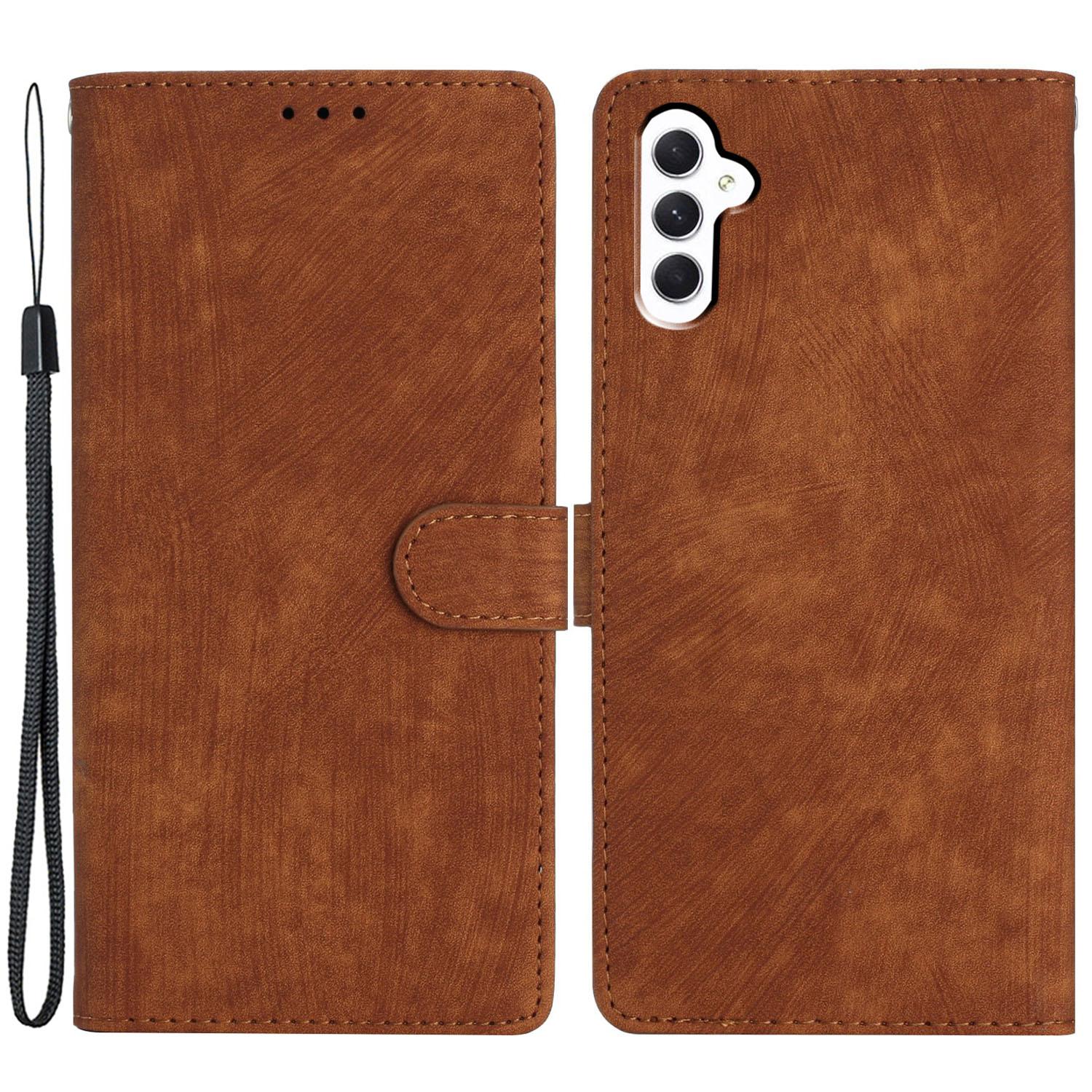 

For Samsung Galaxy A26 5G Case with Card Clots Skin-Touch PU Leather Phone Cover Stand Brown