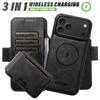 iPhone 17 Pro Max Leather Flip Case with Card Slot, Magnetic and Three-in-One Wireless Charging Stand