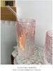 Pink Girlish Ice Texture Milk Tea Glass