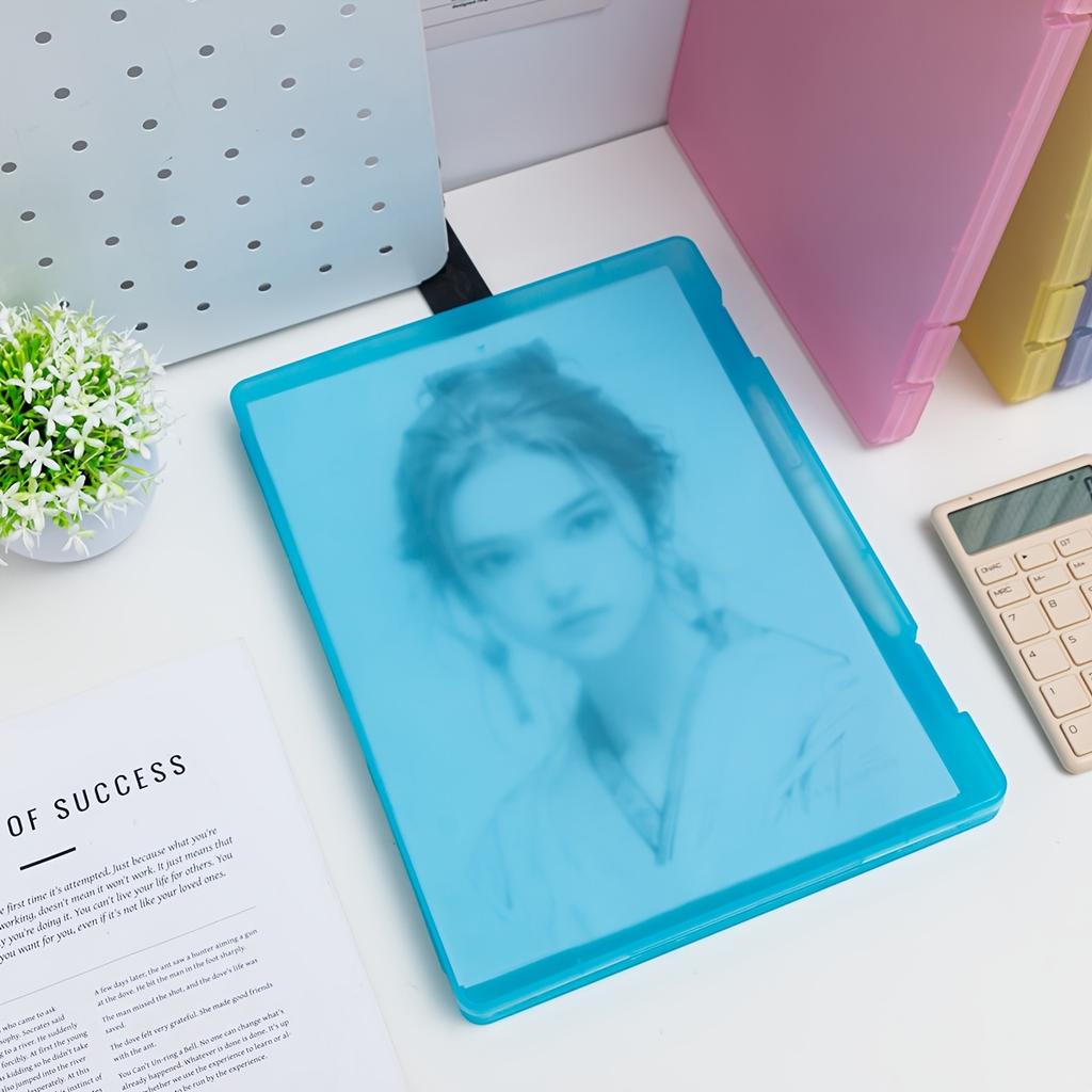 1pc A4 File Box Without Clips Writing Board, 2-in-1 A4 Document and Photo Storage Box, Portable Organization Tool for Office