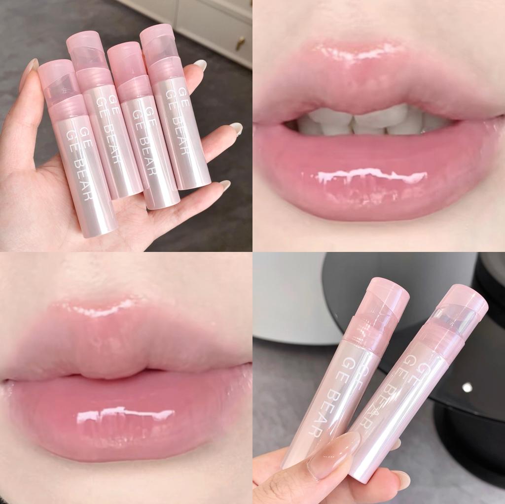 GEGE BEAR Water Mirror Lip Glaze Ice Transparent Long-lasting Lip Gloss Moisturizing Smooth Long-lasting Lip Natural Lipstick