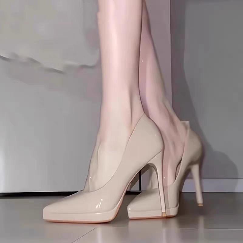 Fashion Shoes for Women Pointed Toe Office 8cm 10cm Thin Heeled Sexy Woman Pumps Spring Elegant Nude Shallow Mouth Dress Womens Shoes