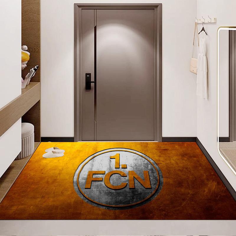 1. FCN Fußballverein Logo Teppich, Fußballmannschaft Fußmatte, Rutschfester Teppich für Wohnzimmer Schlafzimmer, Sport Heimdeko Teppich