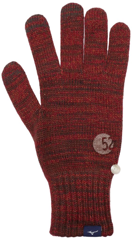 Mizuno Breath Thermo Knit Glove, Touchscreen Compatible, Moisture-Absorbing and Heat-Generating, Cinnamon Brown, Size B2JY2501, Free Size