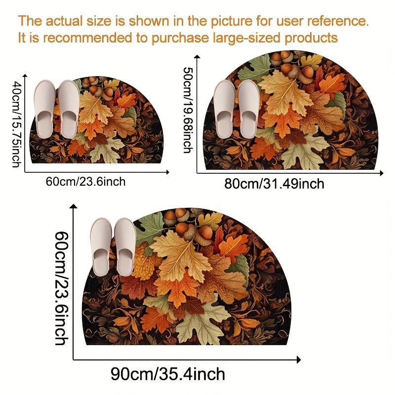 1Pcs Autumn Maple Leaves Semi Circle Welcome Doormat Non-Slip for Outdoor Patio Porch Kitchen Bathroom Entryway Floor Mat