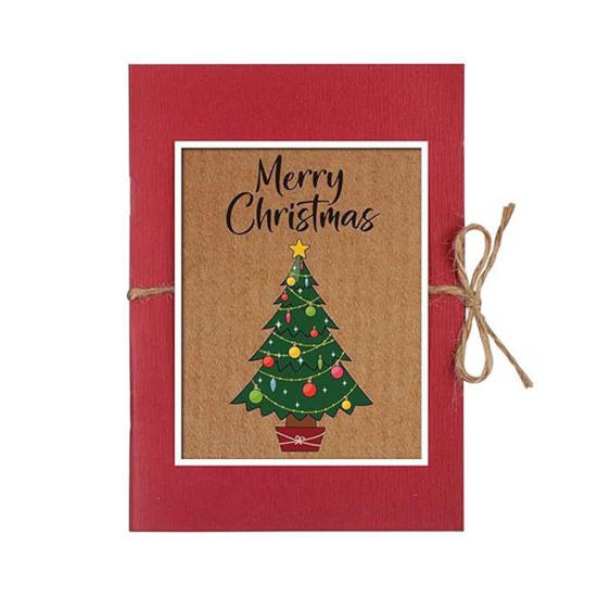 Christmas Gift Card Holder 5 Slots Postcard Card Sleeve Christmas Tree/Snowman Money Holder Envelope Booklet for Xmas Party Supplies