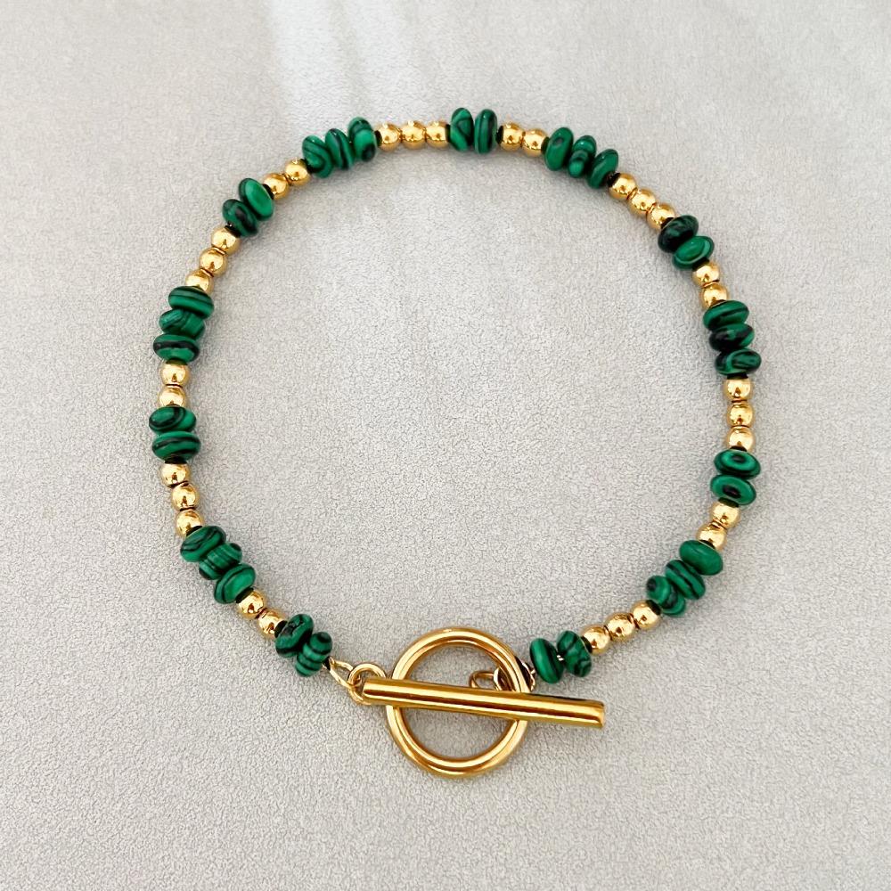 

Small Spacer Beads Chain Bracelet Stone Green Aventurine Bracelets Amethysts Malachite темно-зелений колір
