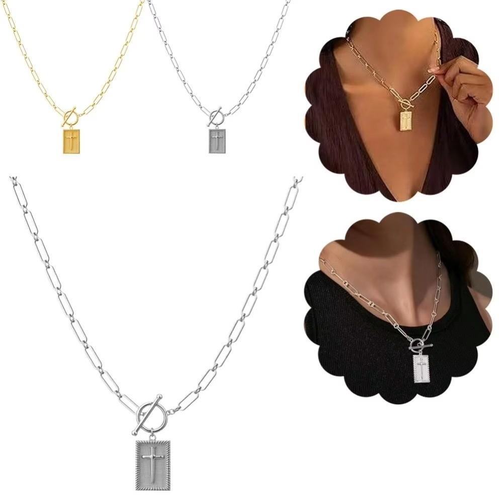 Halskjede med binders i rustfritt stål, vanntett halskjede med korsanheng for par, tilbehør