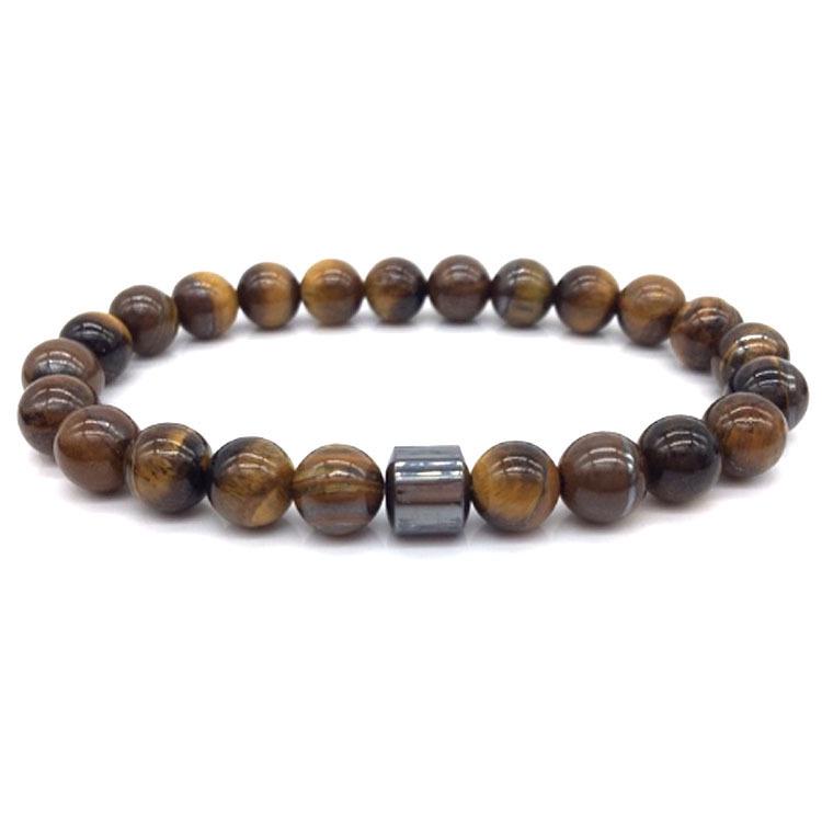 Black Stone Tiger Eye & Map Stone Beaded Magnet Bracelet