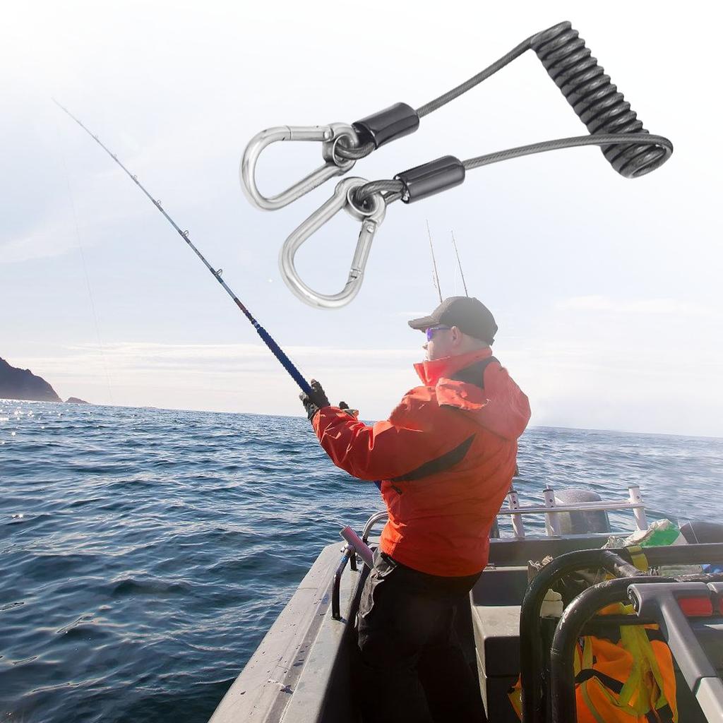 Anti-Lost Stretch Cord for Fishing Multipurpose Tools Fishing Safety Lanyard Retractable Coiled Tether with Carabiner