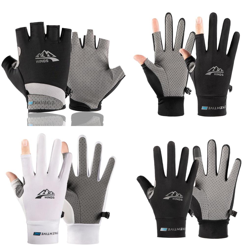 Gants de cyclisme pour hommes femmes avec écran tactile respirants en soie glacée ultra fins protection UV pour sports de plein air