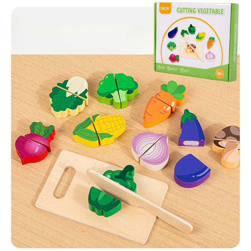 

Деревянный игровой домик, имитация еды, фруктов, нарезка, детские игрушки для резки овощей, детский сад, раннее образование