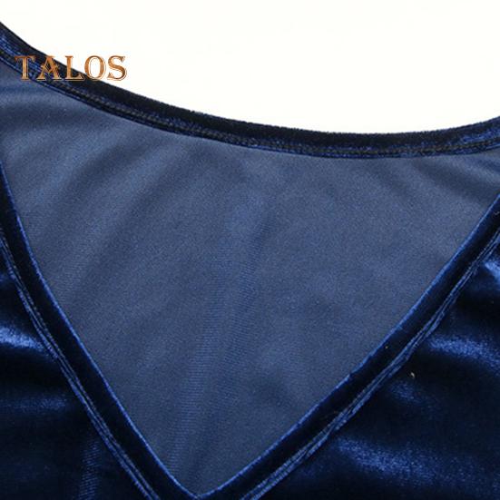 Women Tops V-Neck Lantern Long Sleeve Solid Color Pullover Tops Ruffle Stitching Hem Loose Fit Velvet Shirt