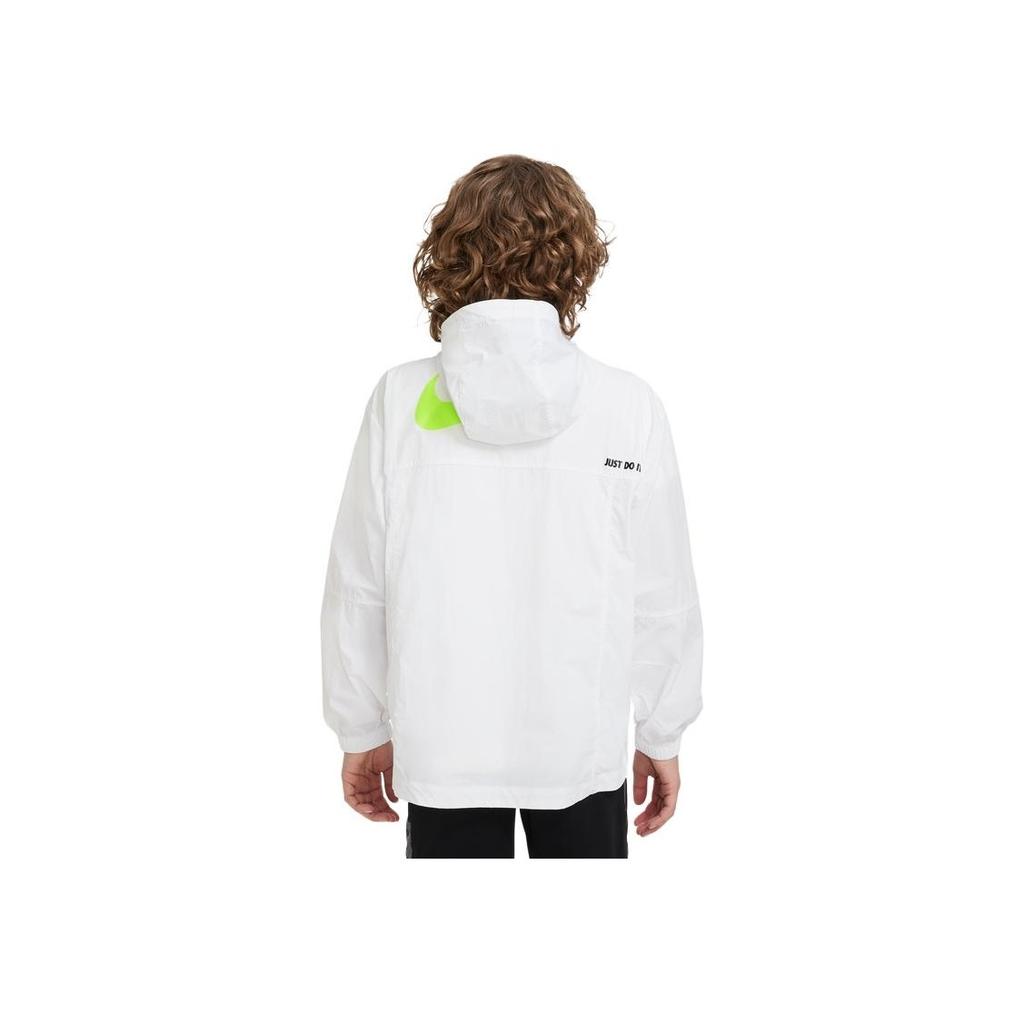 Nike Solid Color Printed Logo Zip-Up Hoodie Kids jackets White FB2017-100