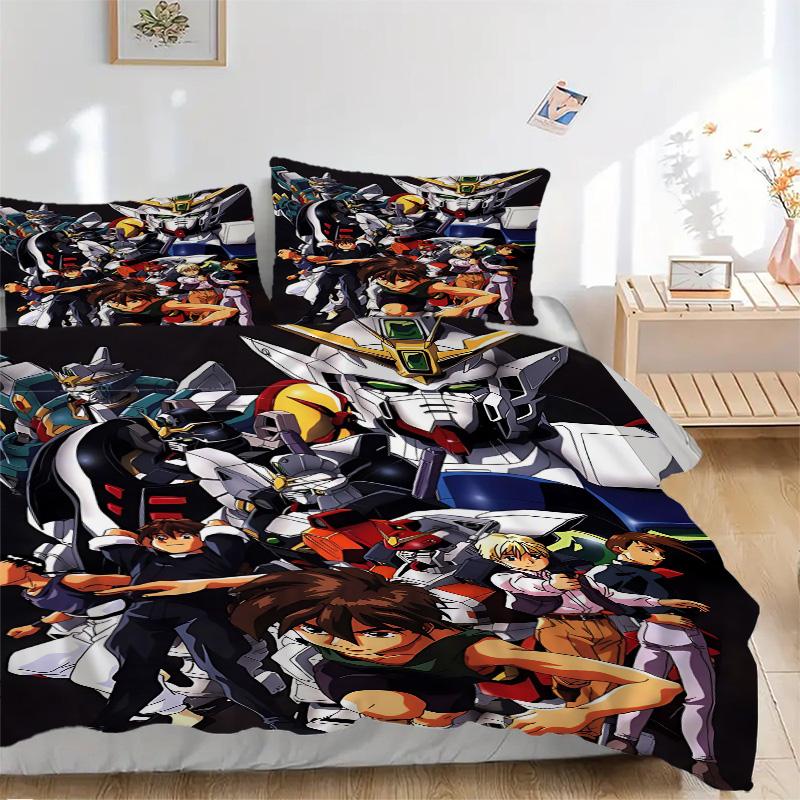 Mobile Suit Adventure Print 3Pcs Bedding Setduvet Cover With 2 Bedropillowcase Home Birthday Gift