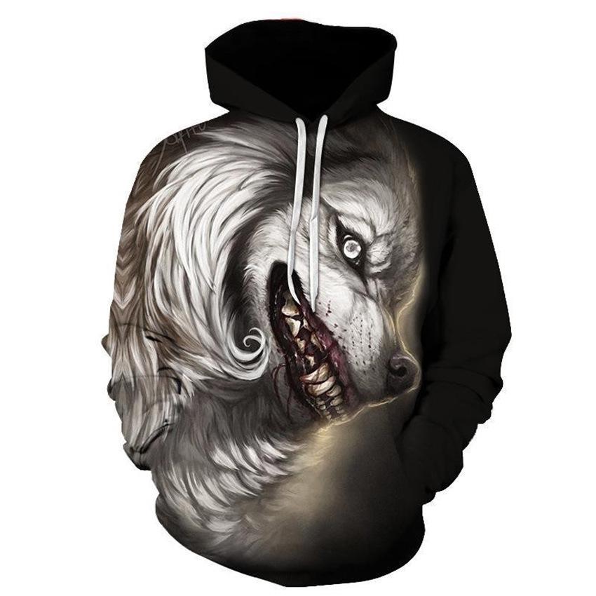 Nuova Felpa con Cappuccio da Uomo Serie Animali Digitali 3D Felpa Stampata Felpa alla Moda