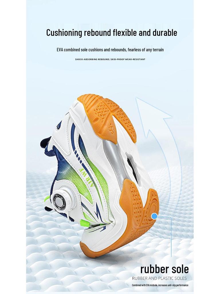 Kids' Autumn Badminton Shoes with Side Rotary Button – Non-Slip, Wear-Resistant, Lightweight Sports Shoes for Boys and Girls