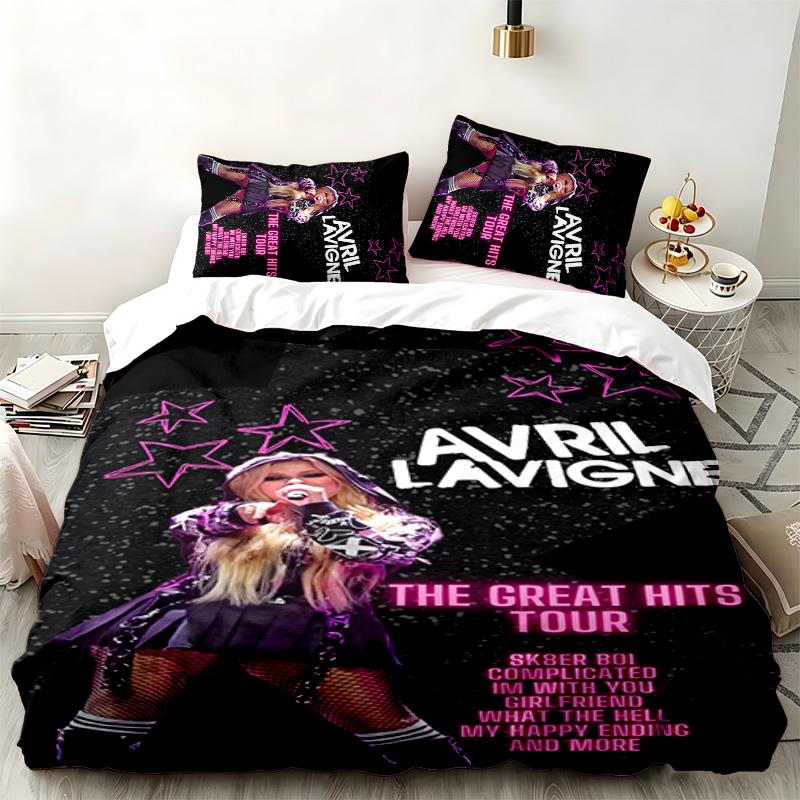 Avril Lavigne 3pc Set Perfect for Bedroom Use Comfortable Bedding Set Includes a Duvet Cover and Two Pillowcases Ideal Birthday or Christmas Gift