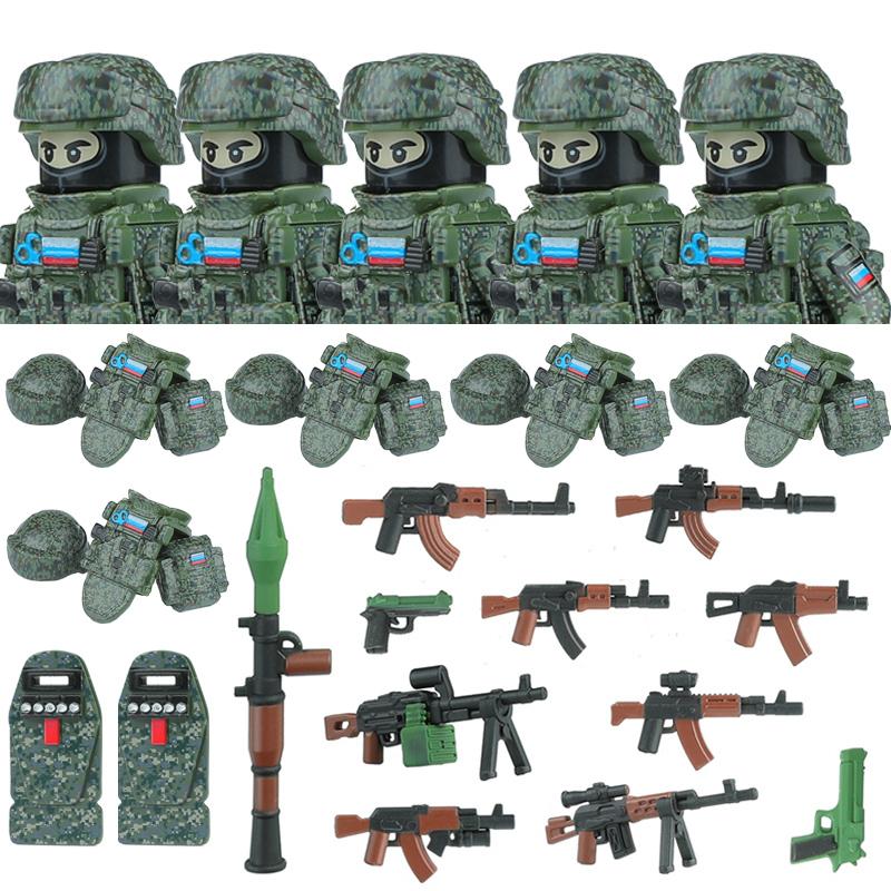 America Army Combat Uniform Special Forces Figures Building Blocks City US Special Air Service Soldier Military Weapons Toys