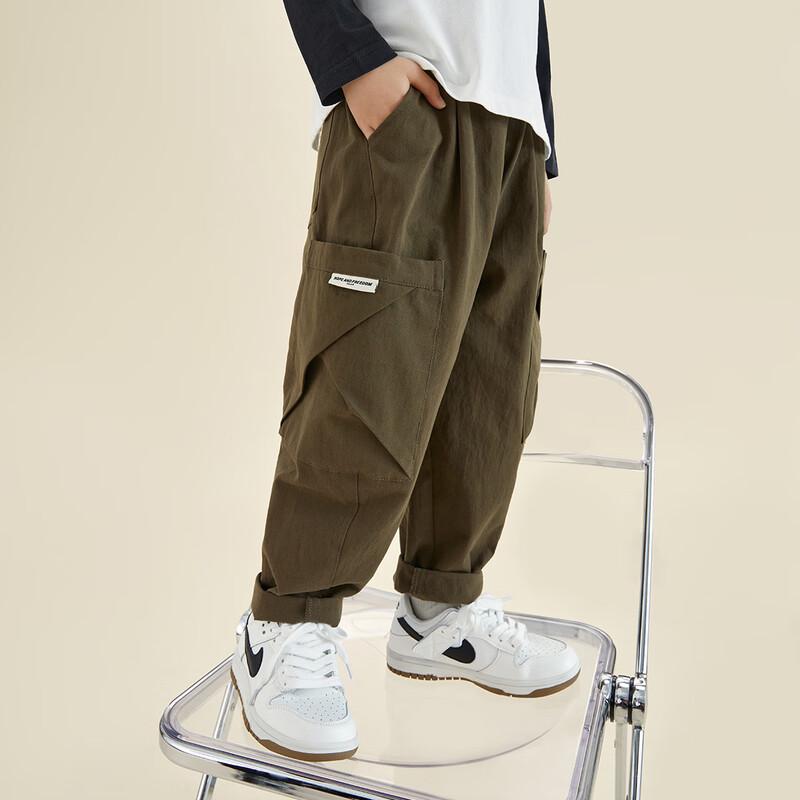 Boys' Fashion Washed Cargo Carrot Pants with Big Pockets
