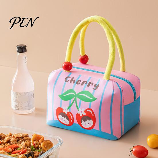 Insulated Cooler for Fruits And Drinks Lunch Bag with Reinforced Handle, Cartoon Pattern Print, Portable Easy To Clean Sack Large Capacity Food