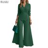 Women Long Sleeve Blouse and Bell Pants Casual Two Piece Suit Sets