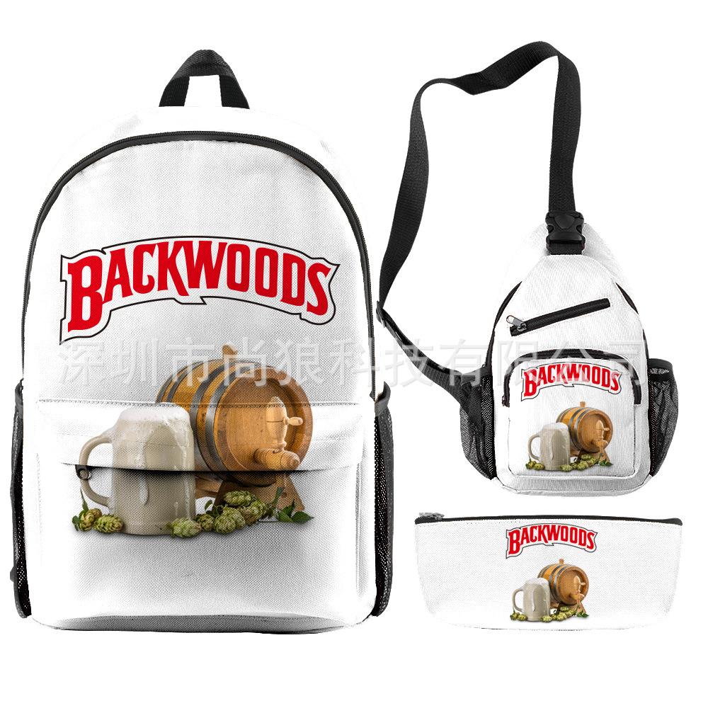 

Backwoods Large Capacity Junior High School Student School Bag Lightweight Simple Travel Bag Polyester Backpack three-piece backpack set