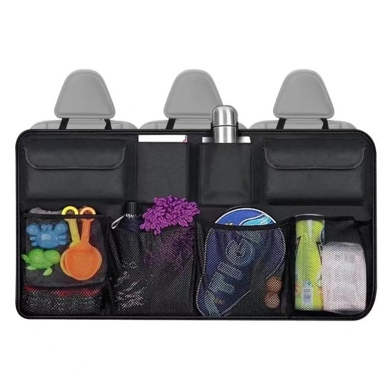 Adjustable car trunk organizer - High-capacity suspension storage bag net Jeep suv van - rear seat storage bag