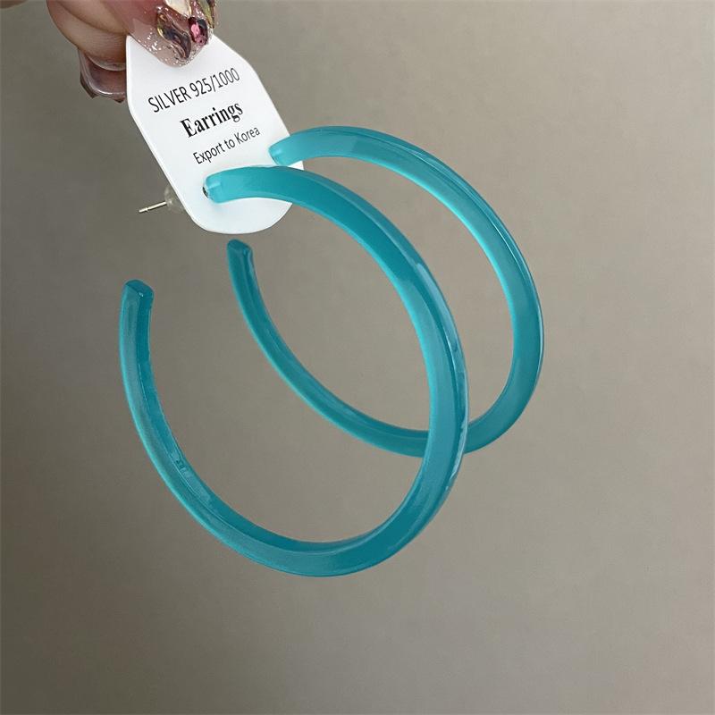 C-shaped Large Hoop Earrings - Geometric Circular Stud Earrings with Stylish and Casual Ear Hooks