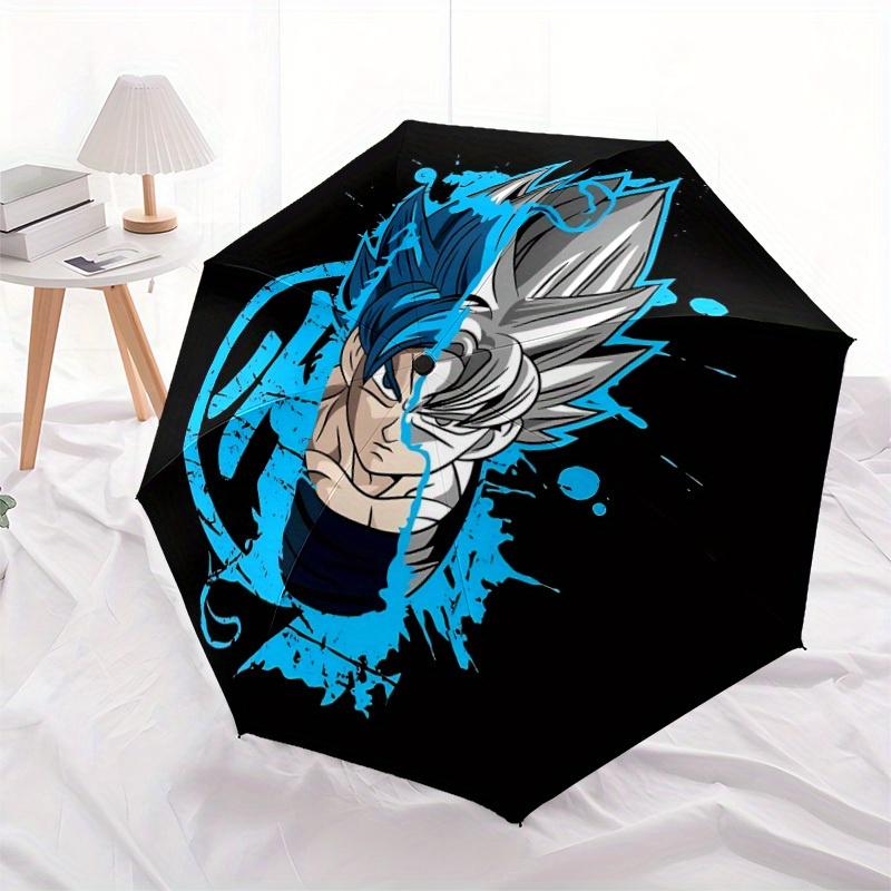Goku Super Saiyan Automatic Folding Umbrella - Lightweight, Retractable Design with 8-Rib Durability, Perfect for Outdoor Adventures, Fashio