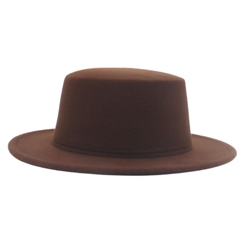 French Top Hat, Flat Top, Small Brim, Wool Solid Color Gentleman And Lady Versatile Felt Hat