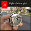 1PAIR Car Reversing Rearview Mirror Paste Type Car Small Round Mirror 360 Degree Adjustable Large Field of View Auxiliary Wide-angle Blind Spot Mirror